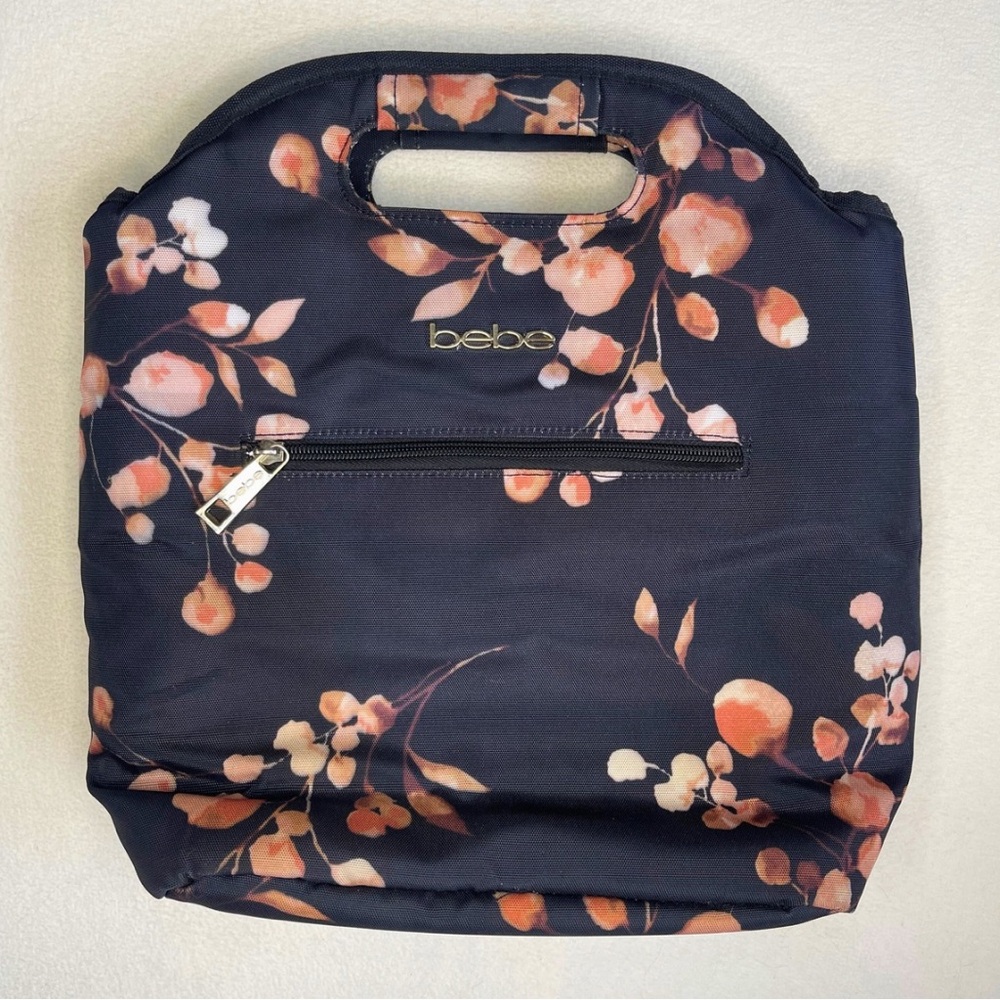 Bebe black and pink floral insulated lunch bag